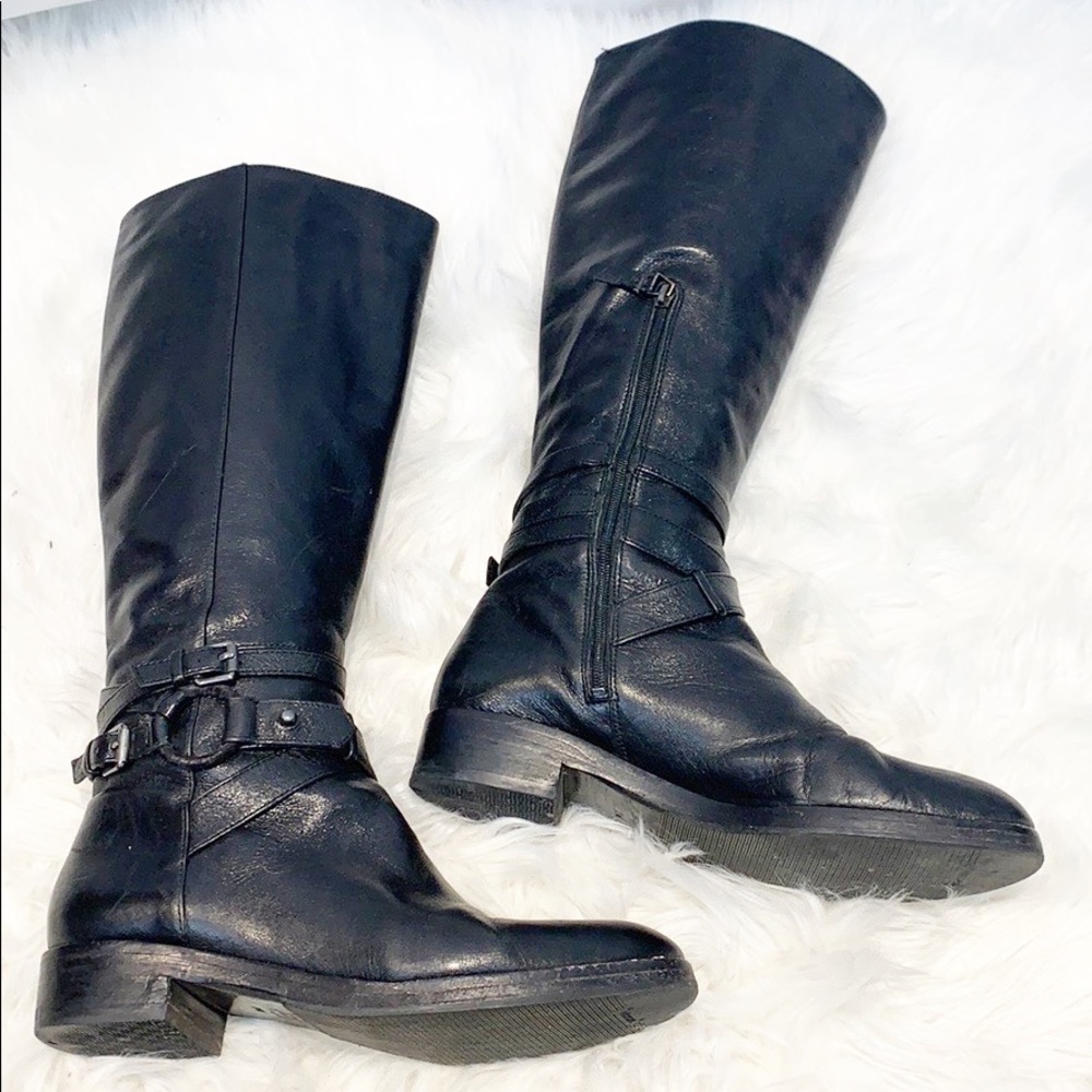 Via Spiga Gabrielle Black Knee Boots Buckle Detail size 7 - Picture 6 of 16